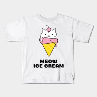 MEOW ICE CREAM CAT Kids T-Shirt